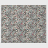 Een stel vogels die op takken zitten met rode bess cadeaupapier (Vlak)