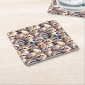 Een stel wasberen kartonnen onderzetters (Schuin)