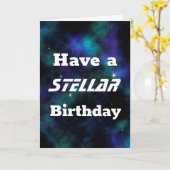 Een Stellar Birthday Blue Galaxy Kaart (Gele Bloem)