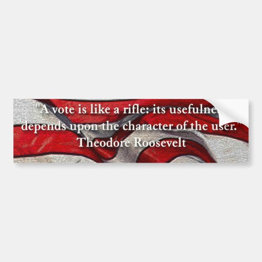 Een stem is als een geweer... Citaat van Teddy Roo Bumpersticker (Voorkant)