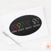 Eén stem, veel stemmen ovale sticker (Envelop)