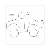 Een stempel van een geschetste pantserwagen. (Afrduk)