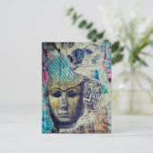 Een stenen dame gezicht Abstracte Mixed Media Coll Briefkaart (Staand voorkant)