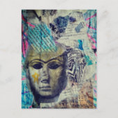 Een stenen dame gezicht Abstracte Mixed Media Coll Briefkaart (Voorkant)