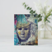 Een stenen dame gezicht Abstracte Mixed Media Coll Briefkaart (Staand voorkant)