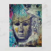 Een stenen dame gezicht Abstracte Mixed Media Coll Briefkaart (Voorkant)