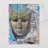 Een stenen gezicht Abstracte Mixed Media Collage Briefkaart (Voorkant)