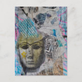 Een stenen gezicht Abstracte Mixed Media Collage Briefkaart (Voorkant)