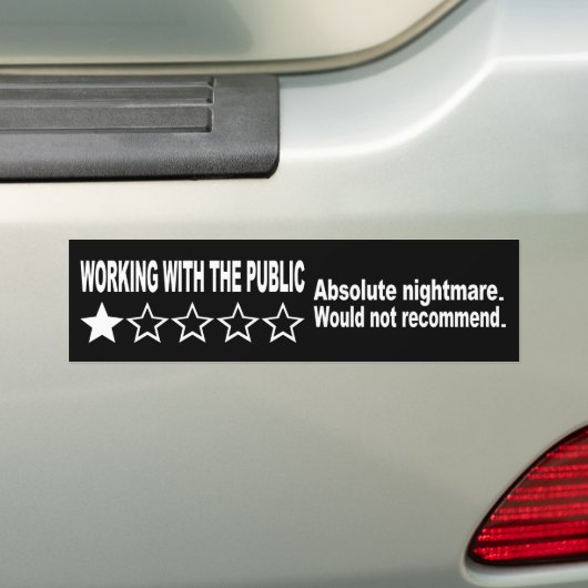 Één ster beoordeling Zwart Bumpersticker (Op auto)