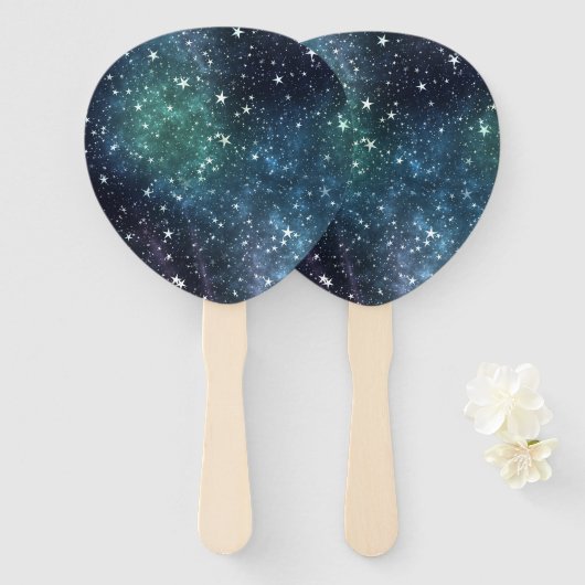 Een ster gevulde nacht handwaaier (Voorkant en achterkant)
