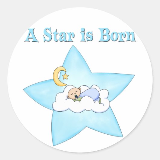 Een ster is geboren baby jongen ronde sticker (Voorkant)
