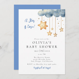 Een ster is geboren Baby shower Kaart