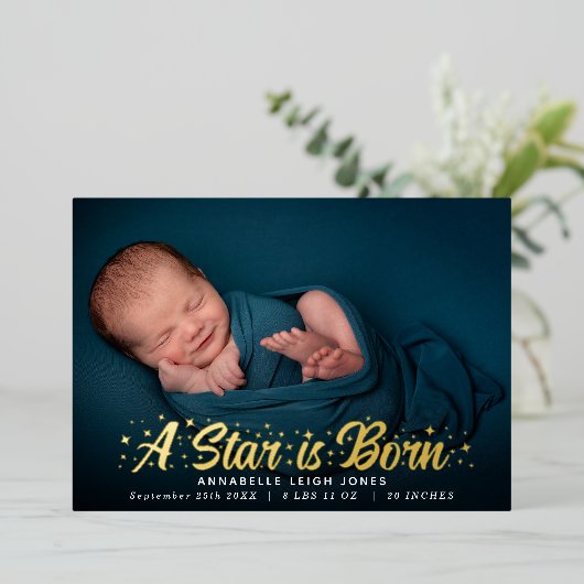 Een ster is geboren Foto Aankondiging Kaart (Staand Voorkant)