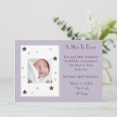 Een ster is geboren (lavender) aankondiging (Staand voorkant)