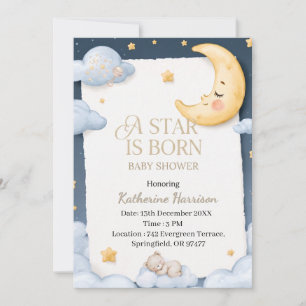 Een Ster Is Geboren met Slaap Maan Baby Shower Kaart