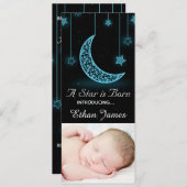 Een ster is geboren Moon en sterren Aangepaste geb Aankondiging (Voorkant / Achterkant)