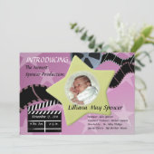 Een ster is geboren / roze aankondiging (Staand voorkant)