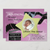 Een ster is geboren / roze aankondiging (Voorkant / Achterkant)