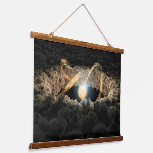 Een ster omgeven door een protoplanetaire schijf hangend wandkleed (Gebogen)