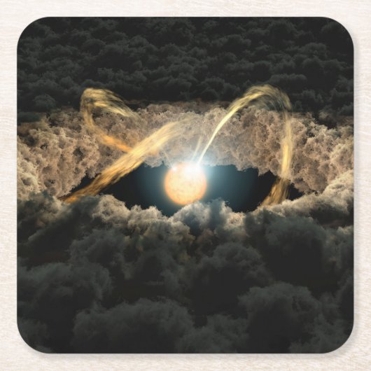Een ster omgeven door een protoplanetaire schijf kartonnen onderzetters (Voorkant)