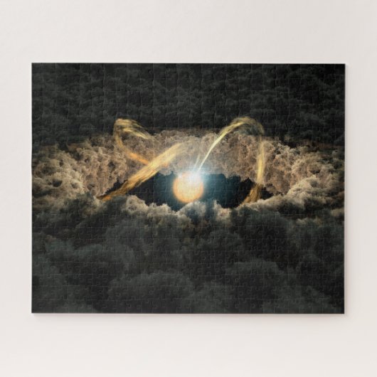 Een ster omgeven door een protoplanetaire schijf legpuzzel (Horizontaal)