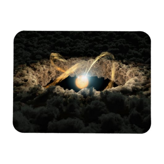 Een ster omgeven door een protoplanetaire schijf magneet (Horizontaal)