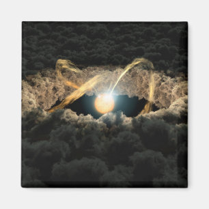 Een ster omgeven door een protoplanetaire schijf magneet