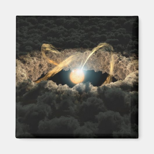 Een ster omgeven door een protoplanetaire schijf magneet (Voorkant)