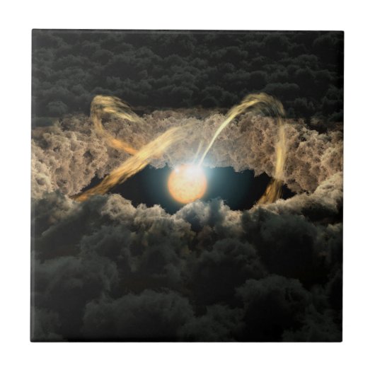 Een ster omgeven door een protoplanetaire schijf tegeltje (Voorkant)