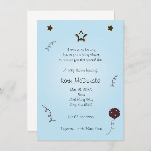 Een ster wordt geboren als baby shower of verjaard kaart (Voorkant / Achterkant)