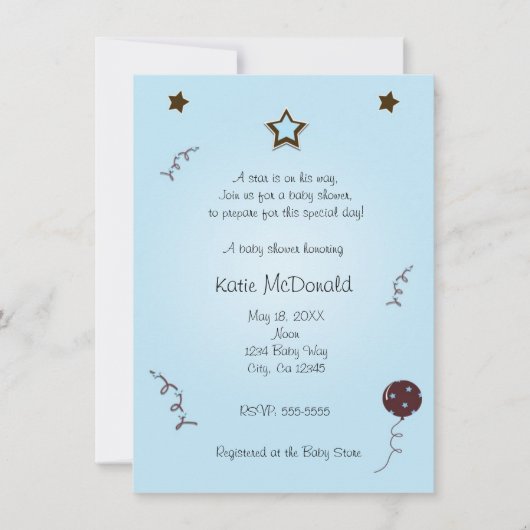 Een ster wordt geboren als baby shower of verjaard kaart (Voorkant)