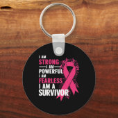 Een sterke krachtige onverschrokken borstkanker Aw Sleutelhanger (Voorkant)