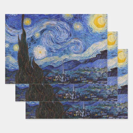 Een Sterrennacht: Saint Remy van Vincent van Gogh Inpakpapier Vel (Set)