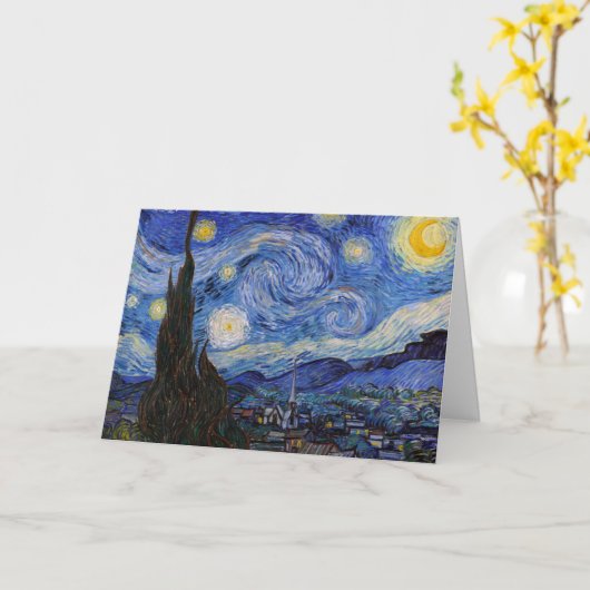 Een Sterrennacht: Saint Remy van Vincent van Gogh Kaart (Gele Bloem)