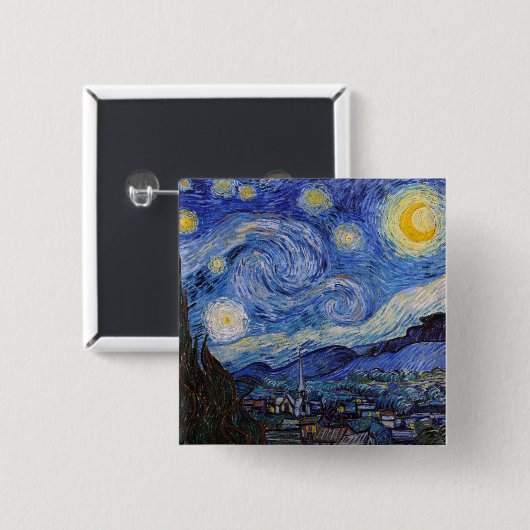 Een Sterrennacht: Saint Remy van Vincent van Gogh Vierkante Button 5,1 Cm (Voorkant /achterkant)