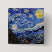 Een Sterrennacht: Saint Remy van Vincent van Gogh Vierkante Button 5,1 Cm (Voorkant)