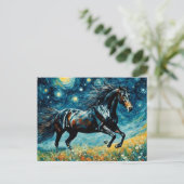 Een Sterrennacht Van Gogh Paard Briefkaart (Staand voorkant)