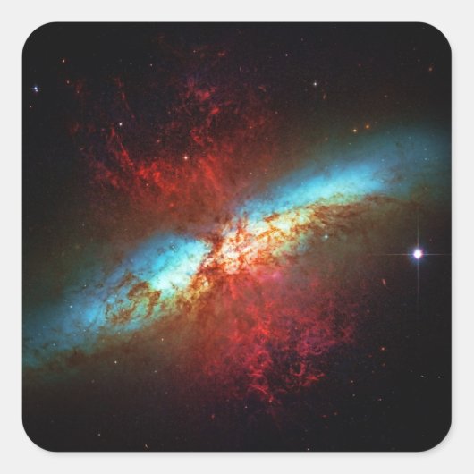 Een sterrenstelsel - Messier 82 (Cigar Galaxy) Vierkante Sticker (Voorkant)