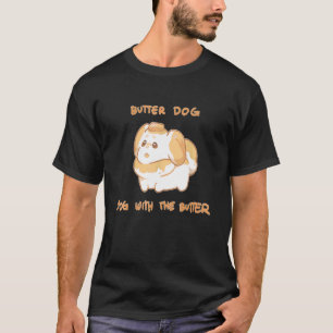 Een stevige knuppel-hond met de butter t-shirt