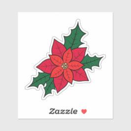 Een sticker met een rode sinaasappels kerstpoinset