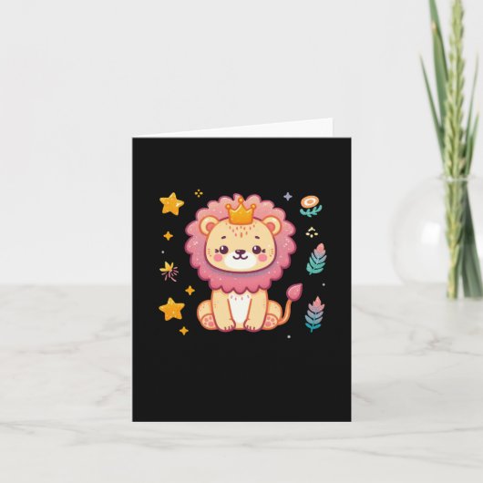 Een sticker van een knuffel leeuw kaart (Voorkant)