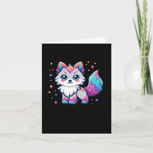 Een sticker van een schattige wolf  kaart (Voorkant)