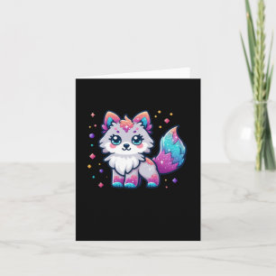 Een sticker van een schattige wolf kaart