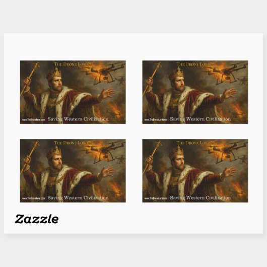 Een sticker van The Drone Lord vechtend (Vel)