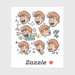 Een sticker voor een groep animatiekarakters die l