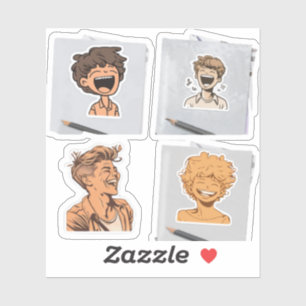 Een sticker voor een groep gekke animatiefarakters