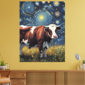 Een stier in de Sterrennacht Canvas Afdruk (Insitu (Woonkamer))