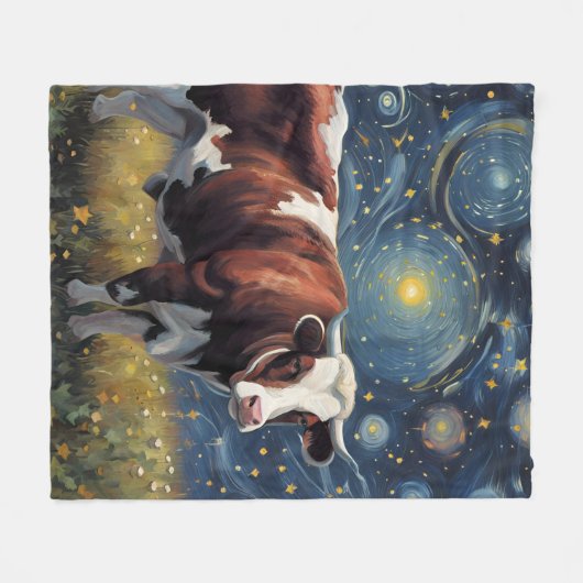 Een stier in de Sterrennacht Fleece Deken (Voorkant (Horizontaal))