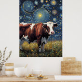Een stier in de Sterrennacht Poster (Keuken)
