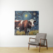 Een stier in de Sterrennacht Wandkleed (In situ)